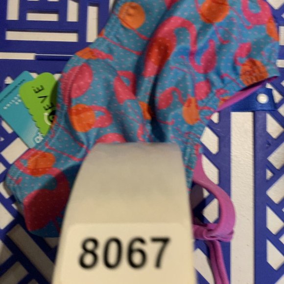 Speedo Bikini‎ Top Women's Large Blue Flamingo Dot Fixed Back Performance 8067 - Picture 5 of 6